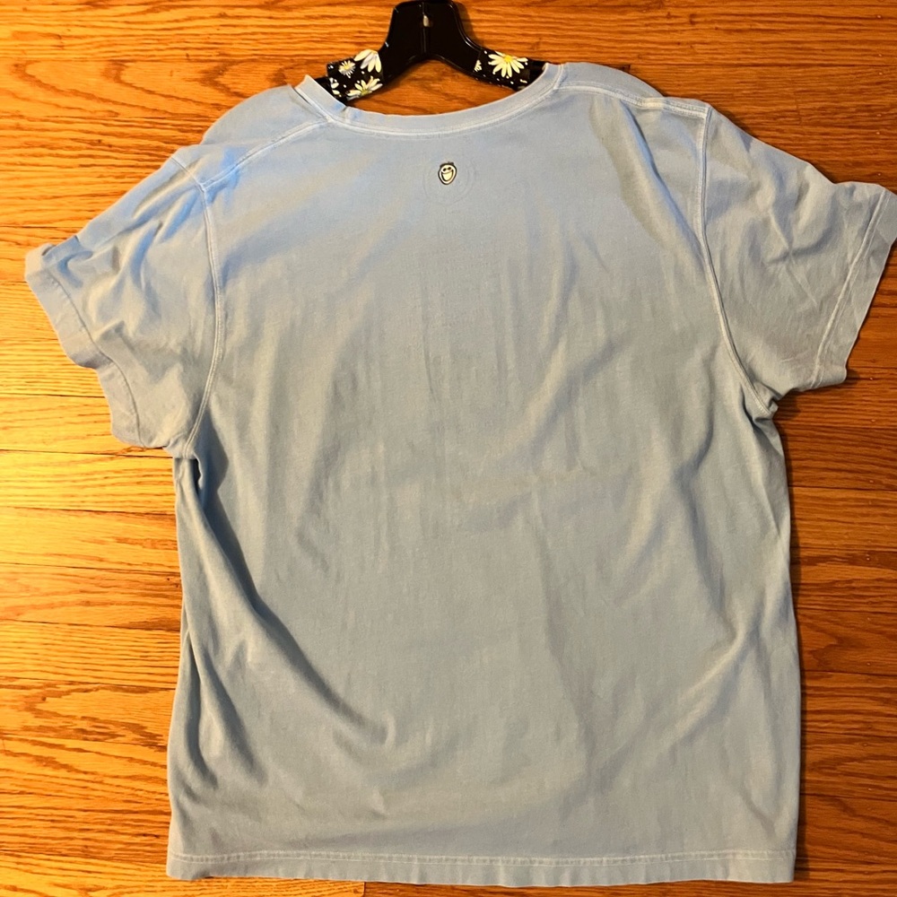 Life Is Good Light Blue Tee with Green Bicycle and Pink Flowers - Picture 4 of 5